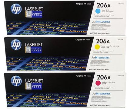 HP W2111A 206A  파랑 정품토너HP W2112A 206A  노랑 정품토너HP W2113A 206A  빨강 정품토너